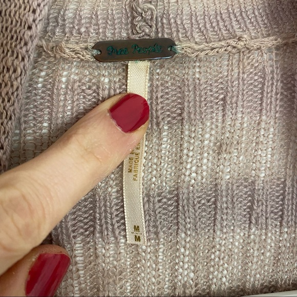 Free People Forget Me Not Long Duster Cardigan Sweater Striped Blush Pink Medium - Picture 7 of 12